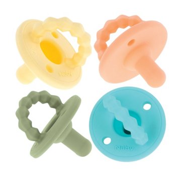 Nuby Softees Pacifier And Teether (0+ Months), 4 ct