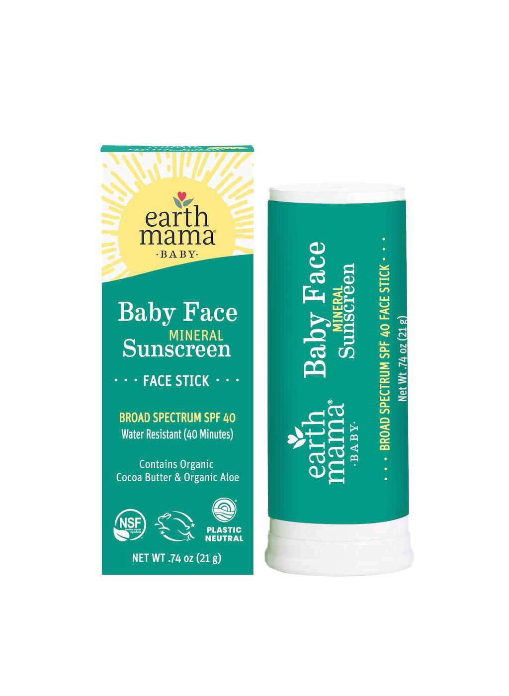 Earth Mama Baby Face Mineral Sunscreen Face Stick - SPF 40; image 1 of 11