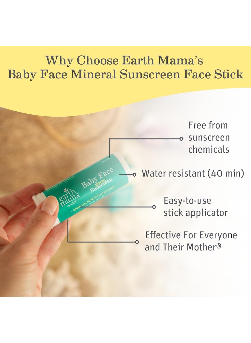 Earth Mama Baby Face Mineral Sunscreen Face Stick - SPF 40; image 7 of 11