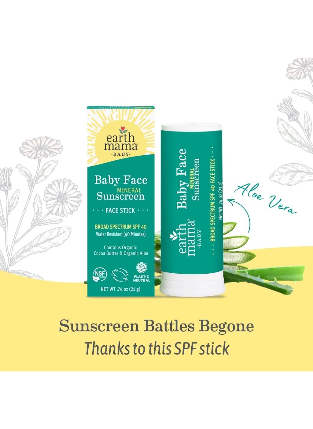 Earth Mama Baby Face Mineral Sunscreen Face Stick - SPF 40; image 8 of 11
