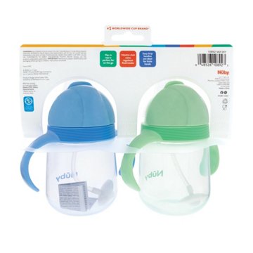 Nuby Clik-It Silicone Straw Trainer 8 oz Cup, 2 ct