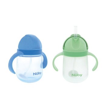 Nuby Clik-It Silicone Straw Trainer 8 oz Cup, 2 ct