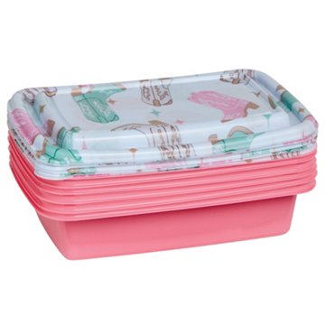 Winpex Pink Rectangular Food Storage Containers - Cowboy Boots, 6 pk