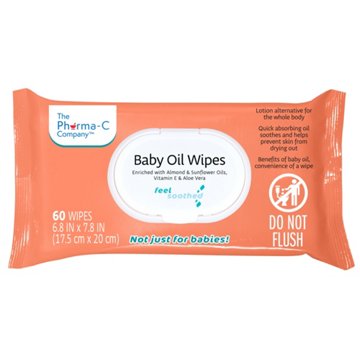 The Pharma-C Company Baby Oil Wipes, 60 ct