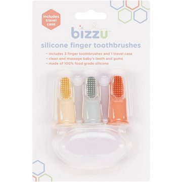 Bizzu Silicone Finger Toothbrushes, 3 ct