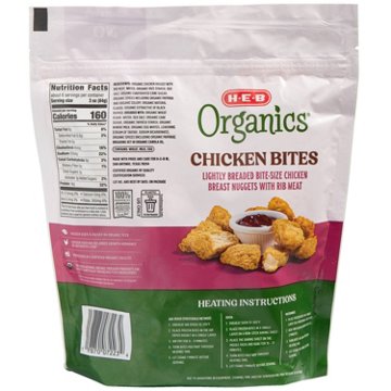 H-E-B Organics Frozen Lightly Breaded Chicken Bites