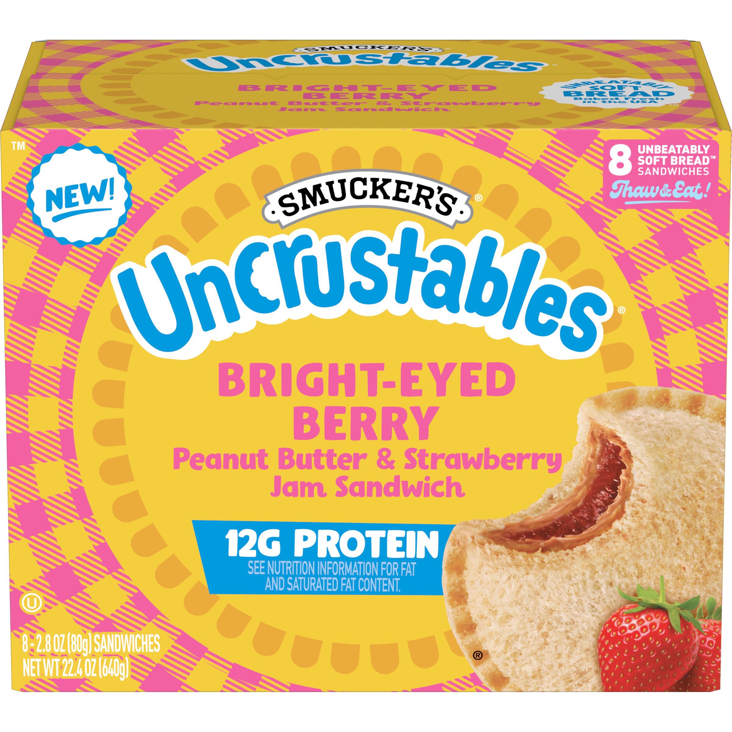 Smucker's Uncrustables Bright-Eyed Berry Peanut Butter & Strawberry Jam ...