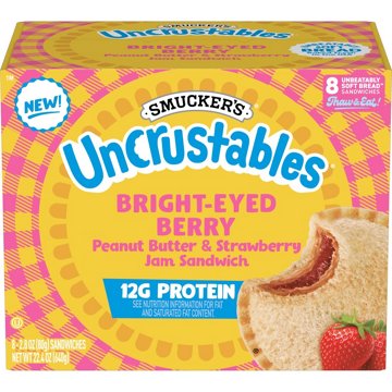 Smucker's Uncrustables 12g Protein Frozen Sandwiches - Bright-Eyed Berry