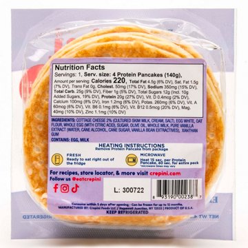 Crepini Ready to Eat 20g Protein Vanilla Pancakes, 4 ct