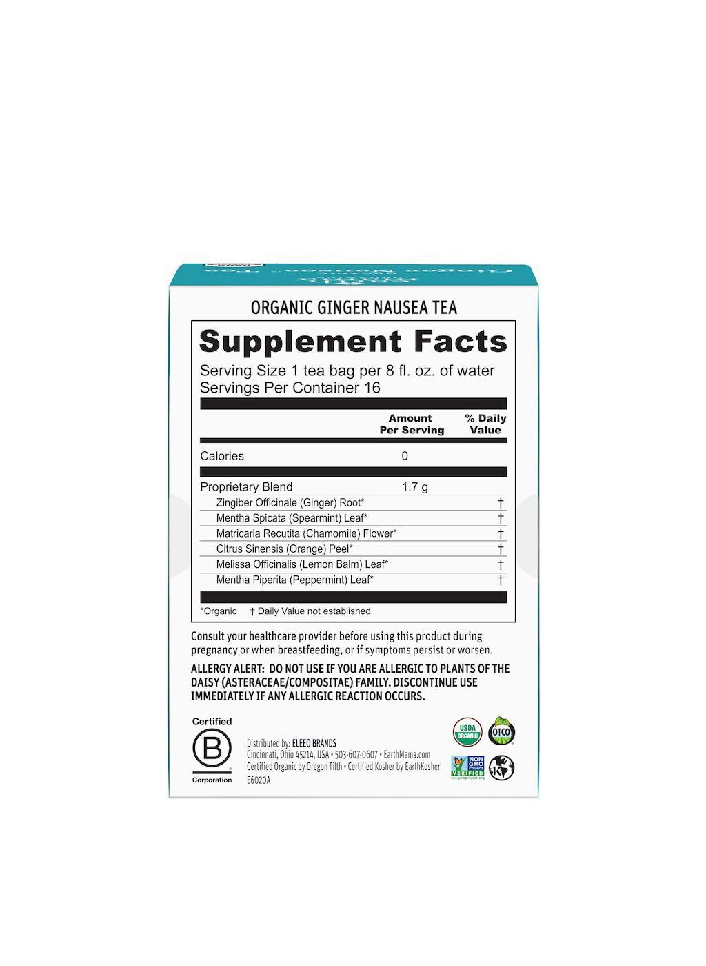 Earth Mama Organic Ginger Nausea Tea; image 3 of 10