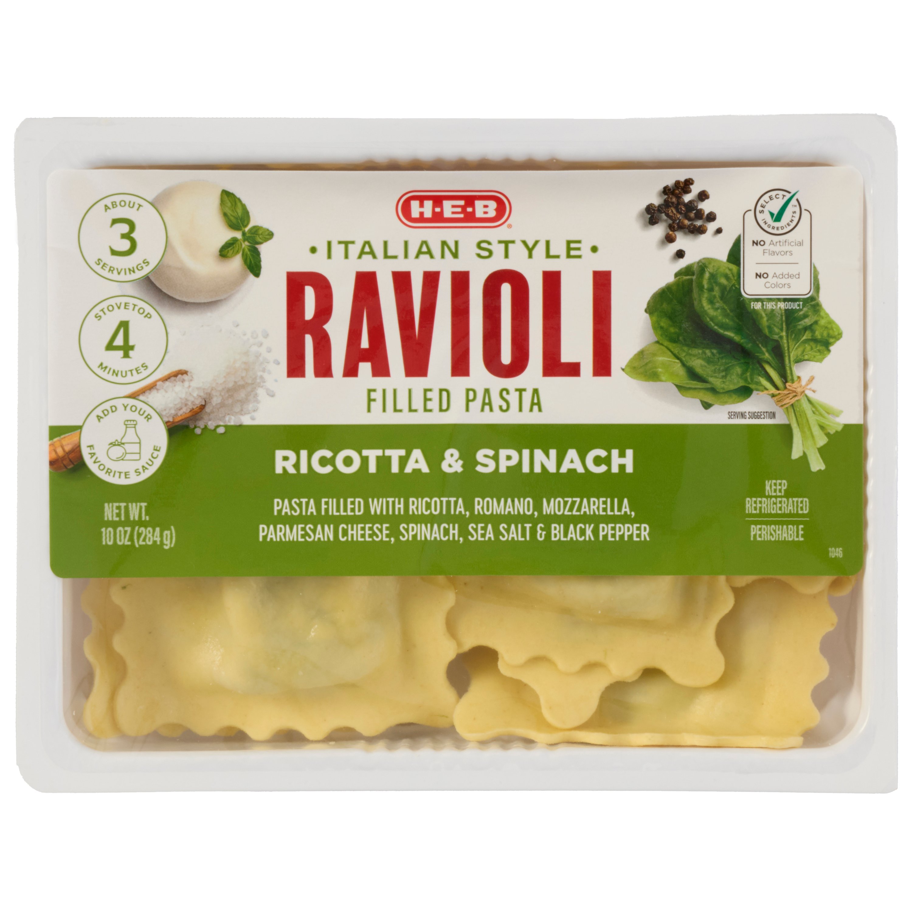 H-E-B Italian-Style Ravioli Filled Pasta - Ricotta & Spinach - Shop ...