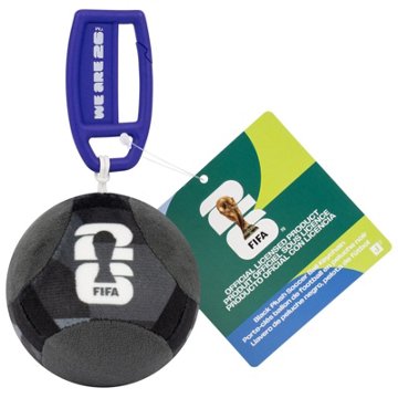 FIFA World Cup 26 Black Plush Soccer Ball Keychain, 3"