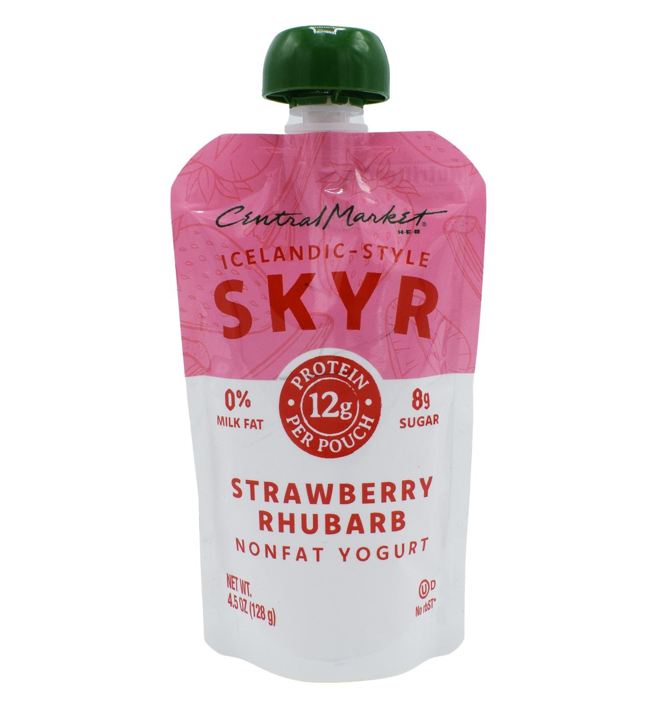 Central Market 12g Protein Skyr Nonfat Yogurt Pouch - Strawberry Rhubarb; image 3 of 4