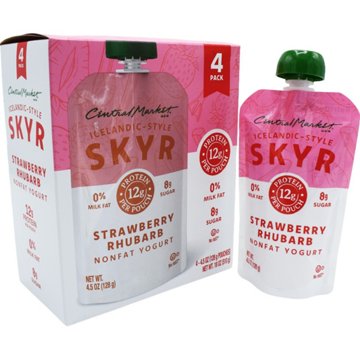 Central Market 12g Protein Skyr Nonfat Yogurt Pouch - Strawberry Rhubarb