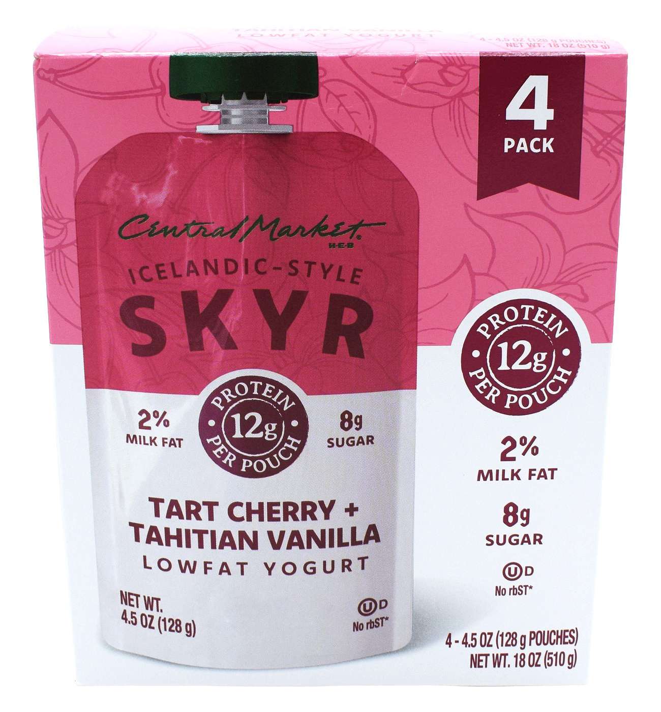 Central Market 12g Protein Skyr Lowfat Yogurt Pouch - Tart Cherry & Tahitian Vanilla; image 1 of 4