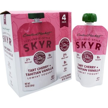 Central Market 12g Protein Skyr Lowfat Yogurt Pouch - Tart Cherry & Tahitian Vanilla