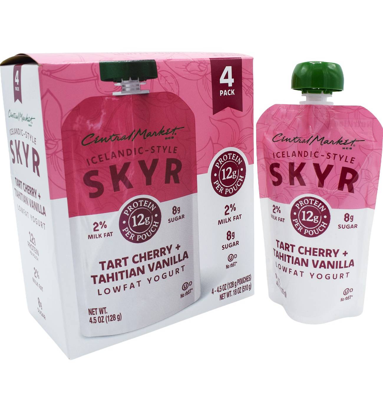 Central Market 12g Protein Skyr Lowfat Yogurt Pouch - Tart Cherry & Tahitian Vanilla; image 4 of 4