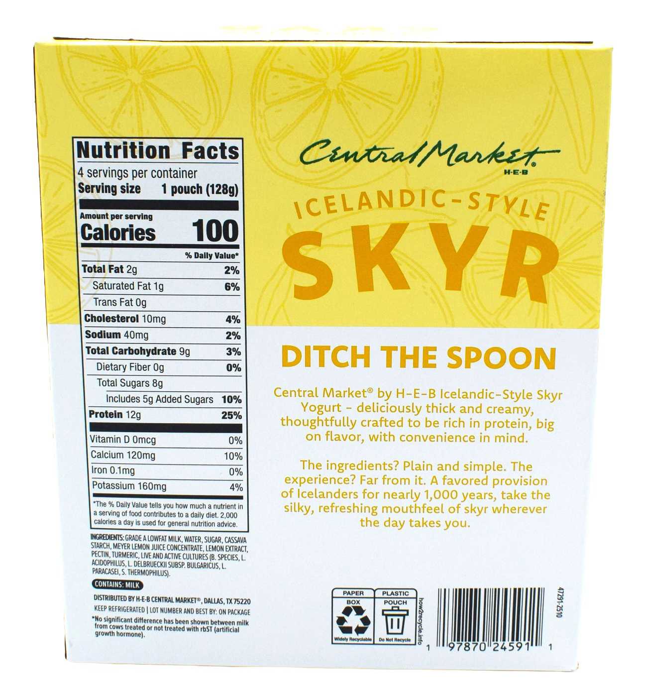 Central Market 12g Protein Skyr Lowfat Yogurt Pouch - Meyer Lemon; image 3 of 4