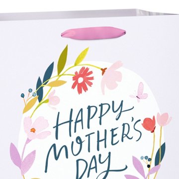 American Greetings Large Mother's Day Gift Bag - Lavender Wreath, 5" x 13" x 10"
