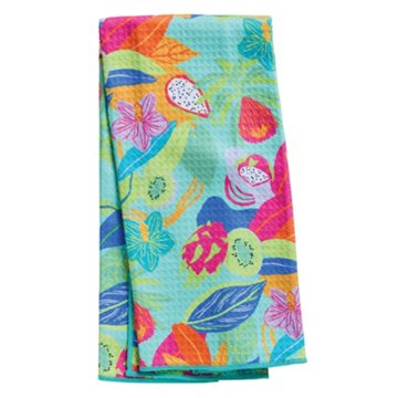 Destination Holiday Microfiber Teal Floral Towel, 16'' x 26''