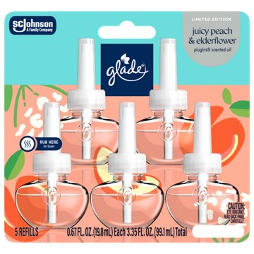 Glade PlugIn Scented Oil Refills - Juicy Peach & Elderflower Refills, 5 ct