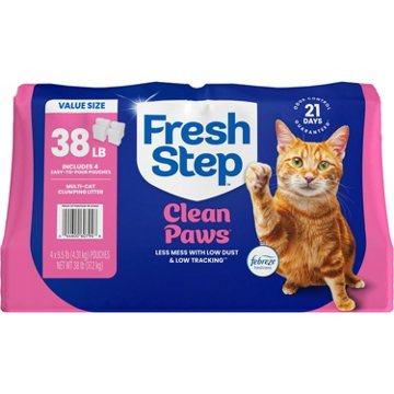 Fresh Step Clean Paws Multi-Cat Clumping Cat Litter - Febreze Scent, 38 lb