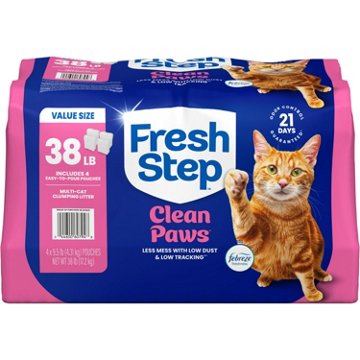 Fresh Step Clean Paws Multi-Cat Clumping Cat Litter - Febreze Scent, 38 lb