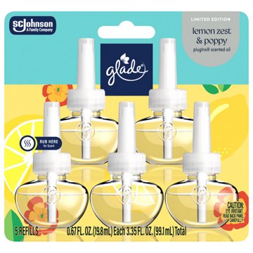 Glade PlugIn Scented Oil Refills - Lemon Zest & Poppy, 5 ct