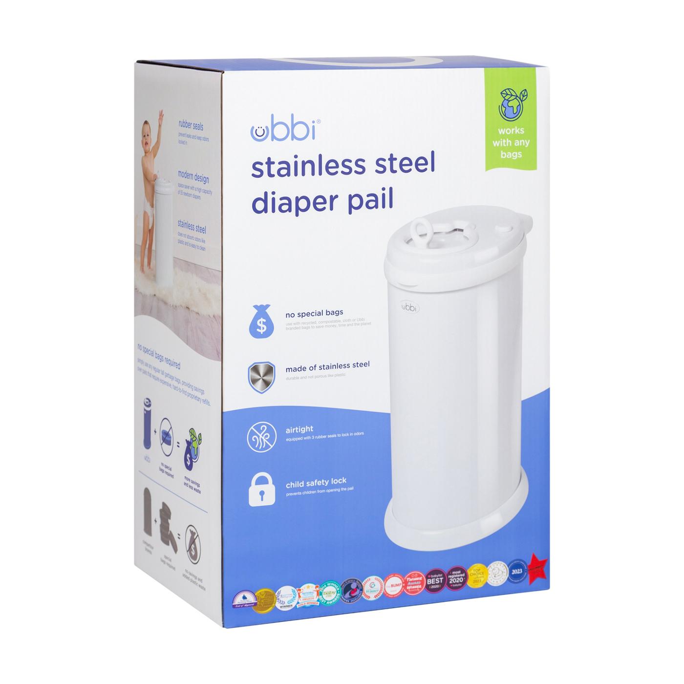 Ubbi Stainless Steel Diaper Pail - White; image 1 of 9