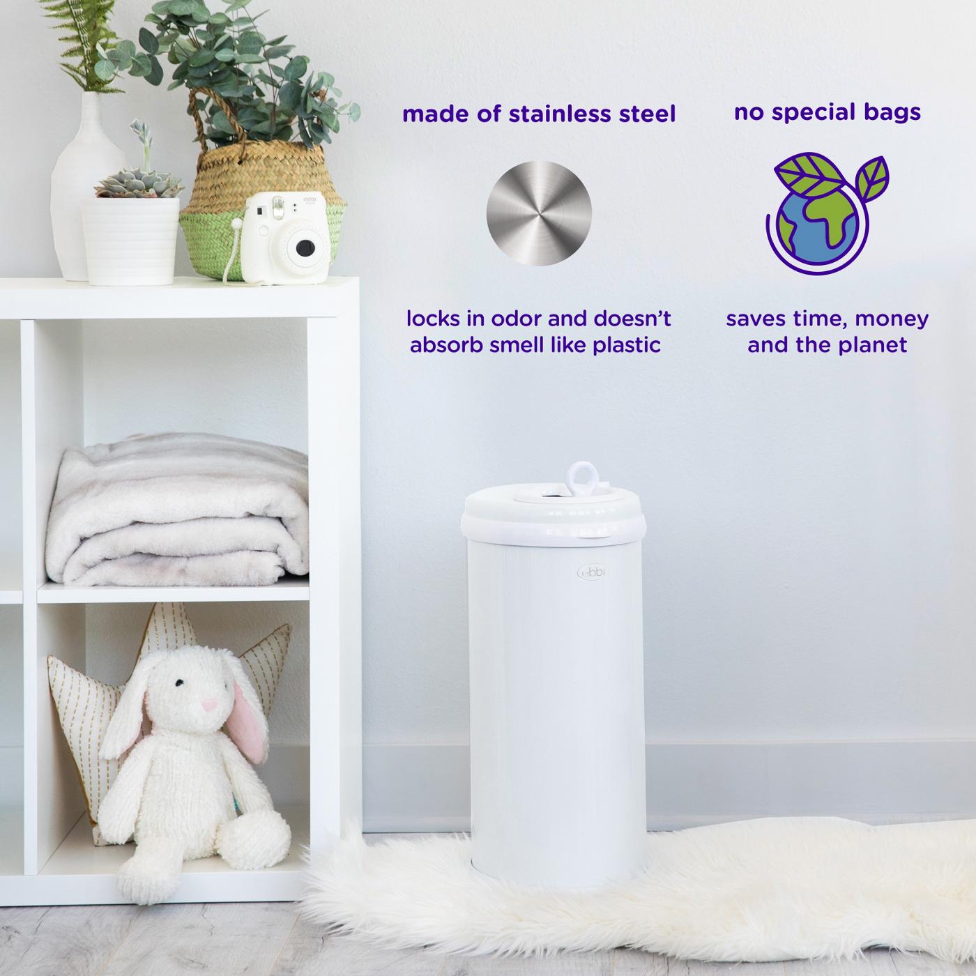 Ubbi Stainless Steel Diaper Pail - White; image 5 of 9