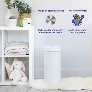 Ubbi Stainless Steel Diaper Pail - White