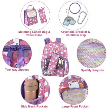 Ad Sutton & Sons Unicorn Backpack Set, 6 pc