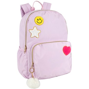 Ad Sutton & Sons Pink Backpack With Patches, 17'' x 12.5'' x 6''