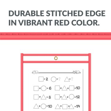 C-Line Reusable Dry Erase Pockets - Red, 9'' x 12''