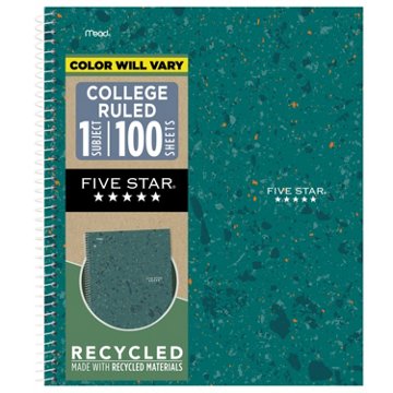 Five Star 1 Subject Recycled Notebook - Green