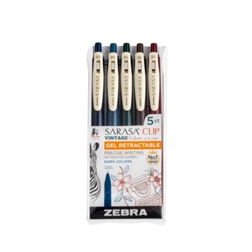 Zebra Sarasa Clip Retractable Pens - Vintage Dark Colors