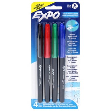 EXPO Wet Erase Markers Fine Tip - Assorted Colors, 4 ct