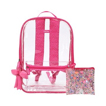 Packed Party Pink Piping Clear Backpack, 3 pc