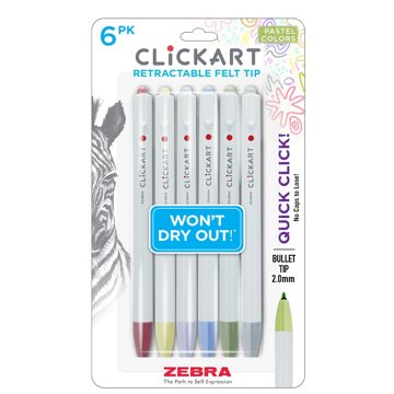 Zebra Clickart Retractable Felt Pen Brights - Pink & Purple