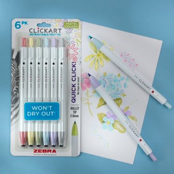 Zebra Clickart Retractable Felt Pen Brights - Pink & Purple