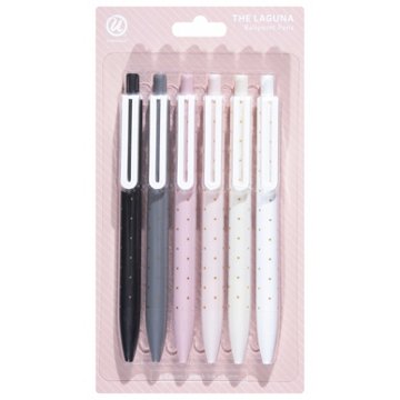 U Brands The Laguna 1 mm Ballpoint Pens Foil Dots - Black Ink, 6 ct