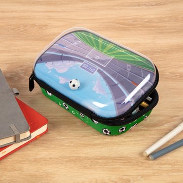 ZIPIT Clear Top Pencil Box - Soccer, 8.3'' x 5.3'' x 3''