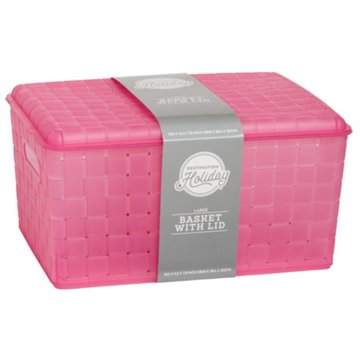 Destination Holiday Large Jelly Weave Basket - Pink, 15.6" x 11.2" x 7.9"