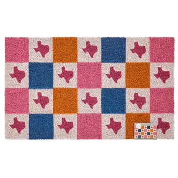 Destination Holiday Texas Checkerboard Coir Doormat, 18" x 30"