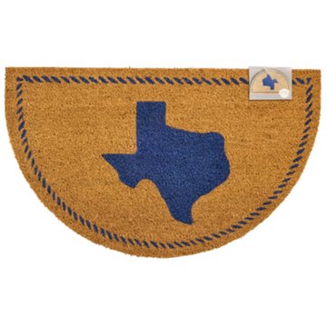 Destination Holiday Half Moon Blue Texas Coir Doormat, 18" x 30"