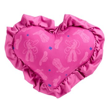 Destination Holiday Ruffled Heart Shaped Throw Pillow - Pink Cowgirl, 13" x 10.5"