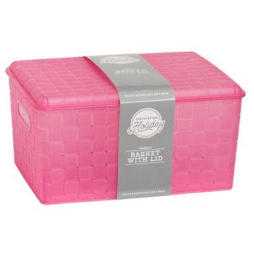 Destination Holiday Medium Jelly Weave Basket - Pink, 12.6" x 9" x 5.7"