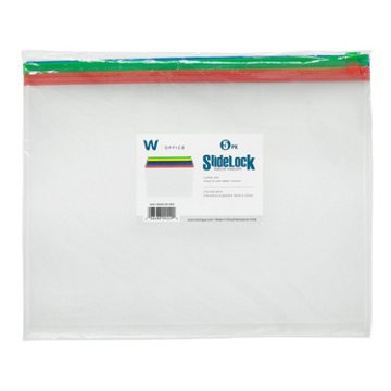Merangue Poly Envelopes With Contrast Zipper, 5 pk