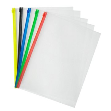 Merangue Poly Envelopes With Contrast Zipper, 5 pk