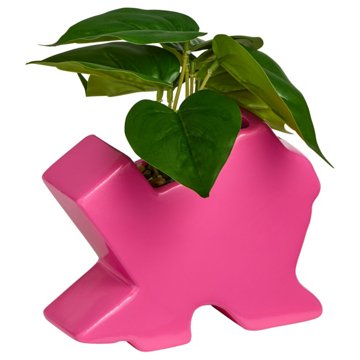 Destination Holiday Pink Ceramic Texas Vase & Faux Plant